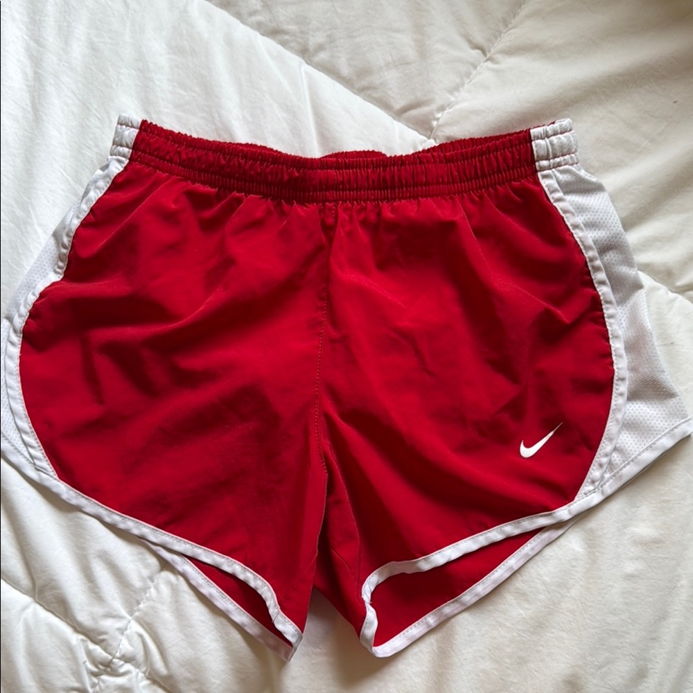 Nike Girl’s Athletic Dri-FIT Shorts in Red and White